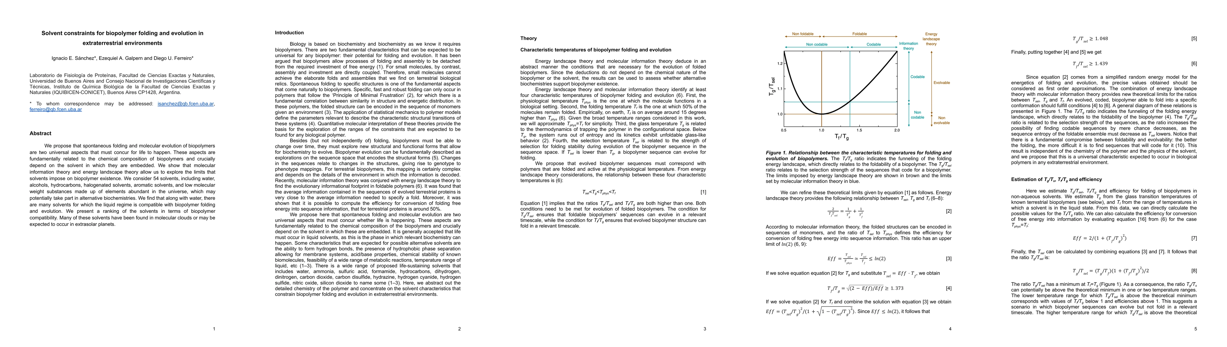 Thumbnail for Solvent constraints for biopolymer folding and evolution in
  extraterrestrial environments