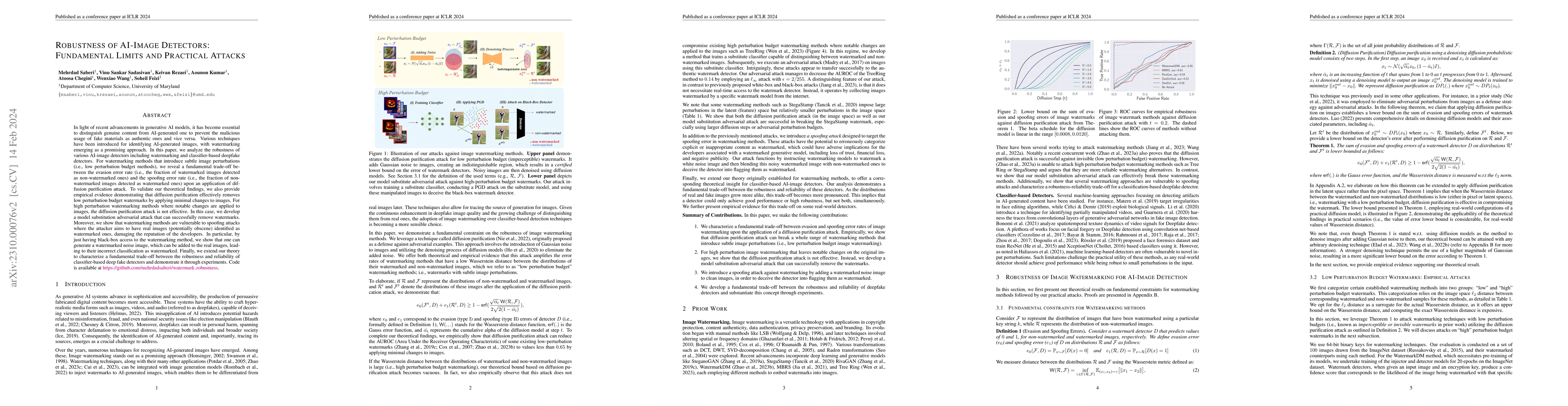 Thumbnail for Robustness of AI-Image Detectors: Fundamental Limits and Practical
  Attacks