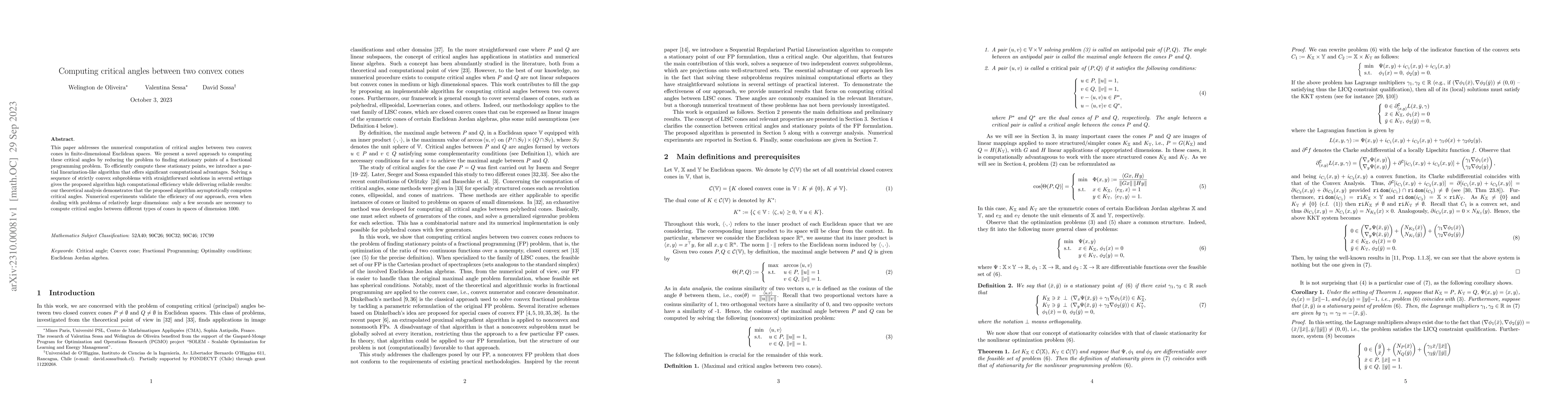 Thumbnail for Computing critical angles between two convex cones