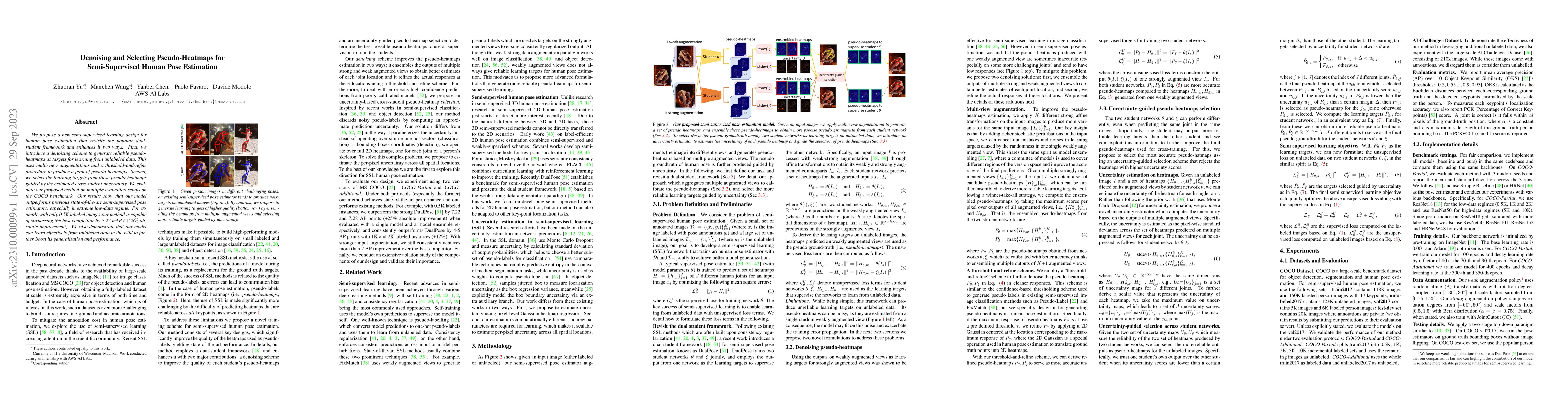 Thumbnail for Denoising and Selecting Pseudo-Heatmaps for Semi-Supervised Human Pose
  Estimation