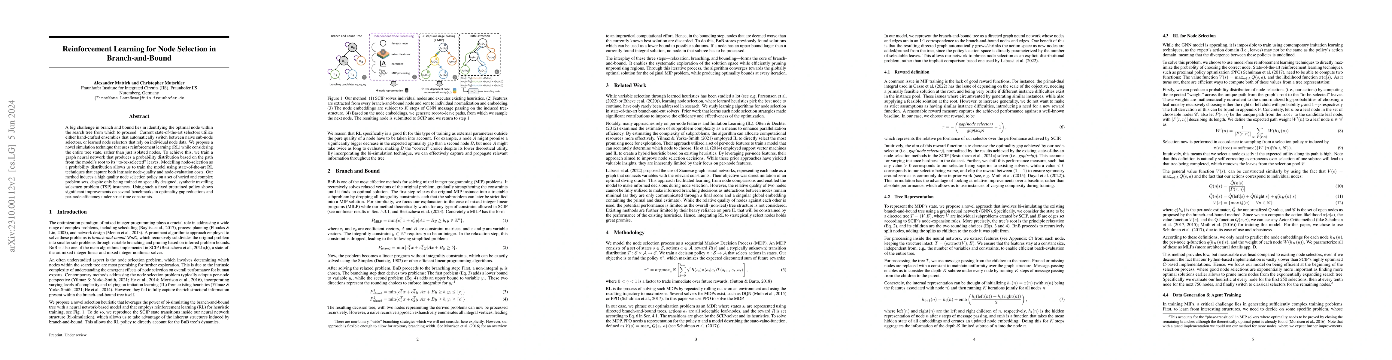 Thumbnail for Reinforcement Learning for Node Selection in Branch-and-Bound