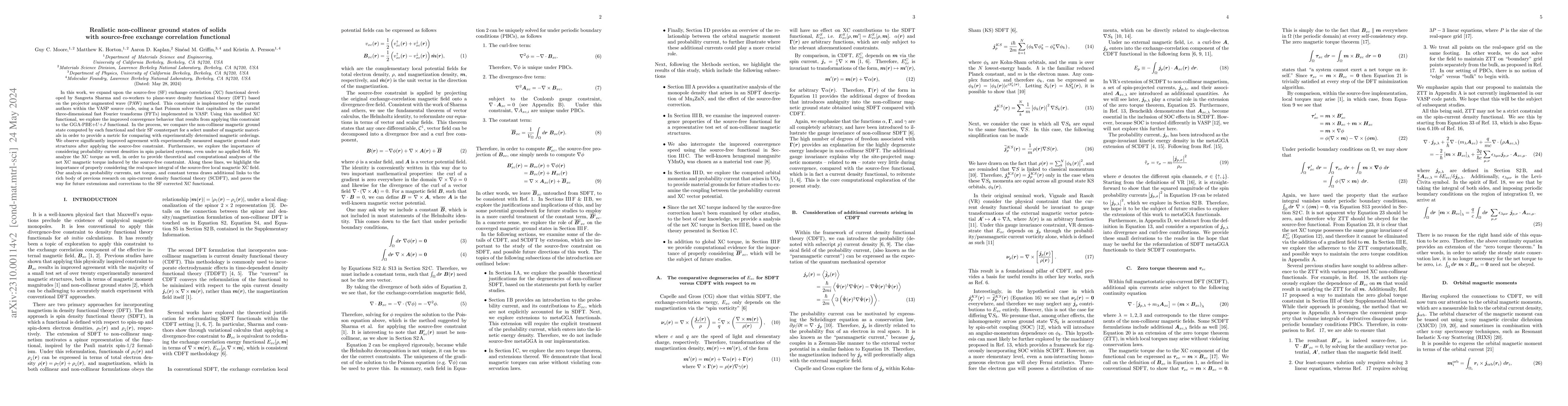 Thumbnail for Realistic non-collinear ground states of solids with source-free
  exchange correlation functional