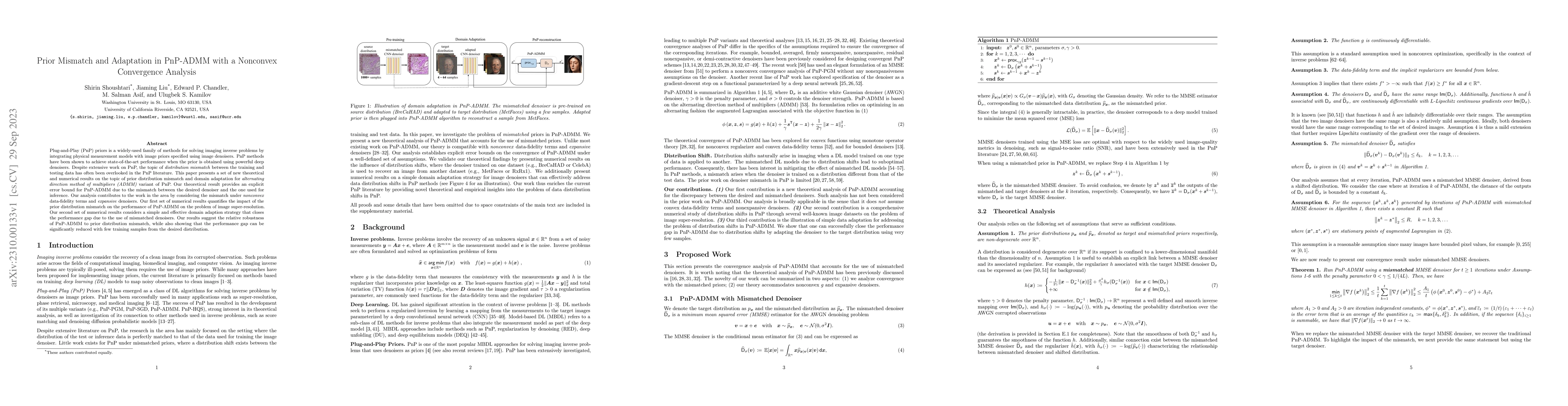 Thumbnail for Prior Mismatch and Adaptation in PnP-ADMM with a Nonconvex Convergence
  Analysis