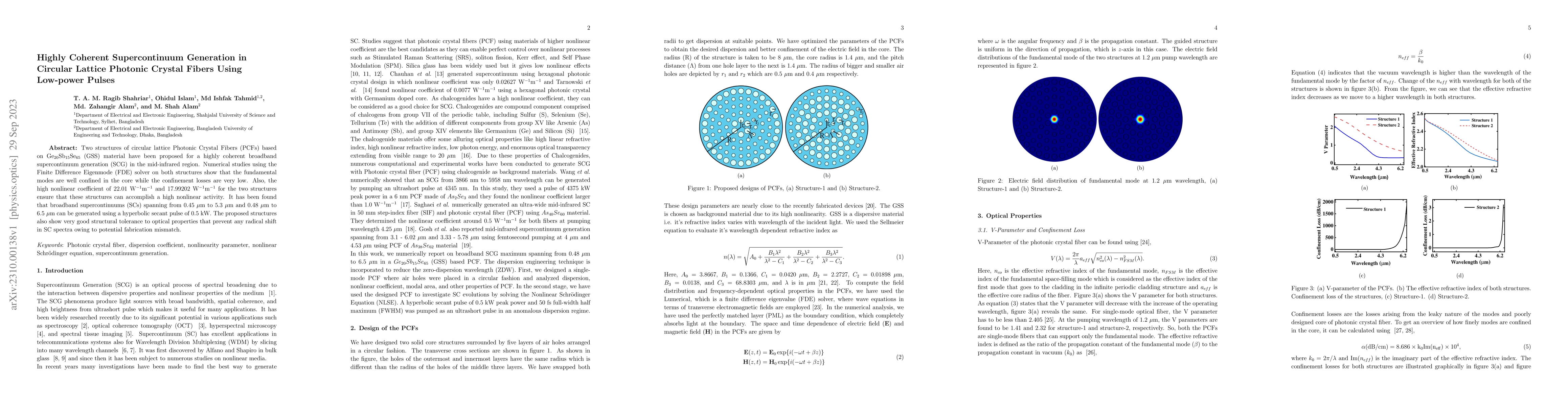 Thumbnail for Highly Coherent Supercontinuum Generation in Circular Lattice Photonic
  Crystal Fibers Using Low-power Pulses
