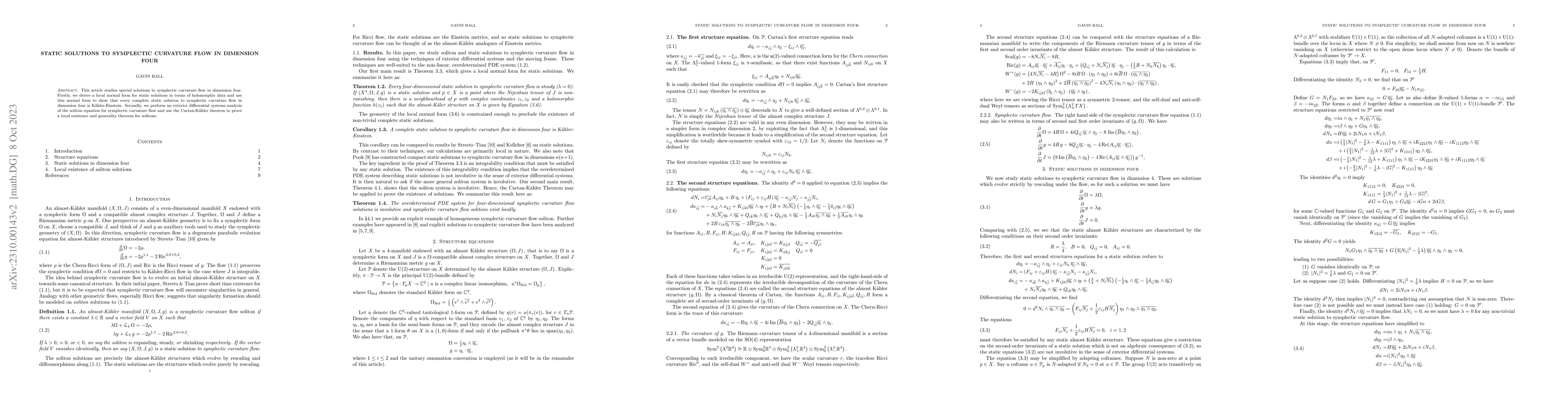 Thumbnail for Static solutions to symplectic curvature flow in dimension four