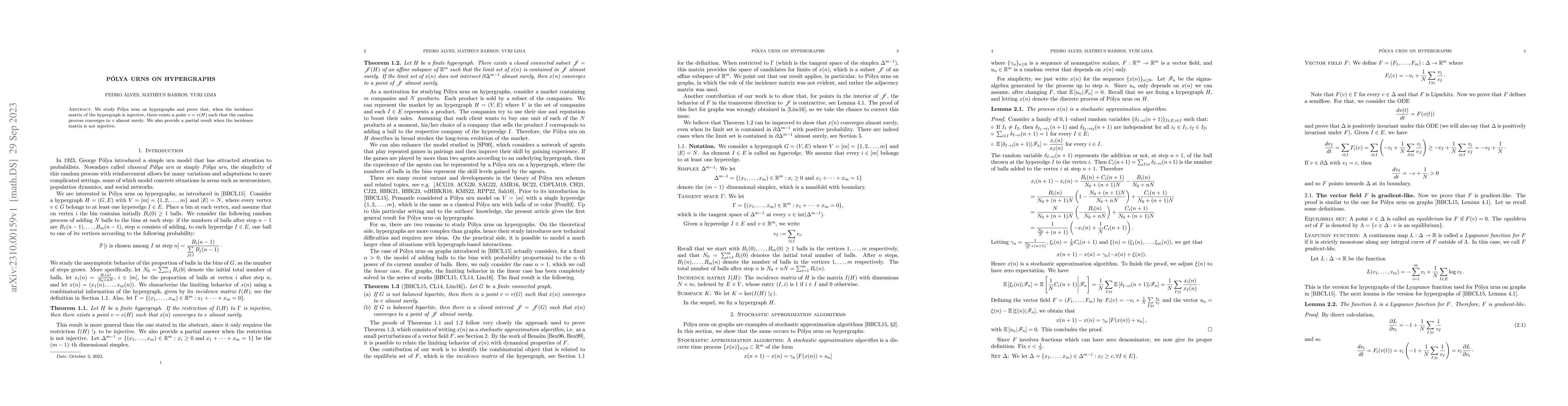 Thumbnail for P\'olya urns on hypergraphs