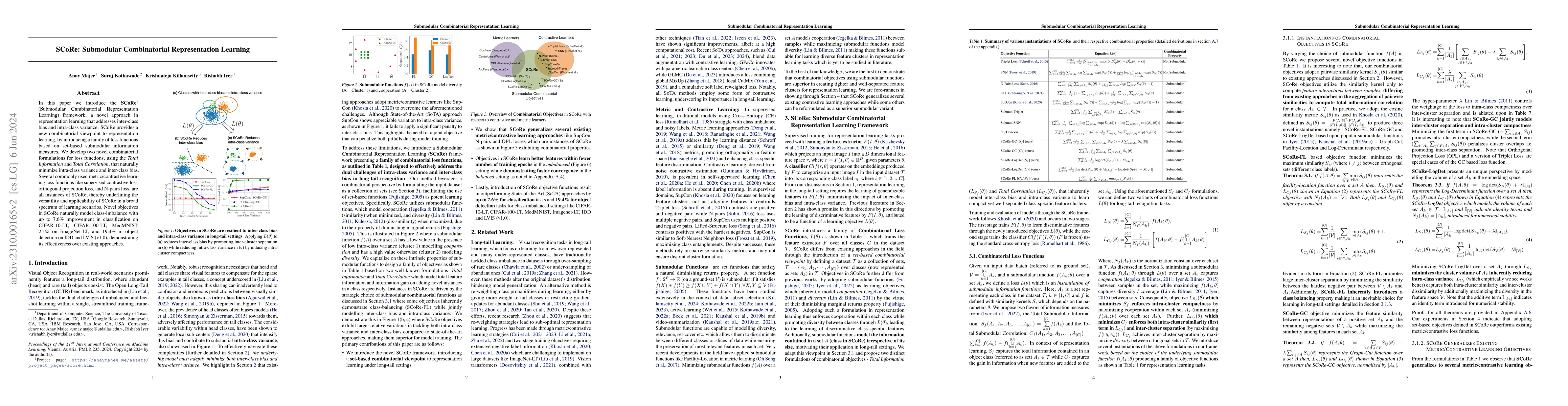 Thumbnail for SCoRe: Submodular Combinatorial Representation Learning