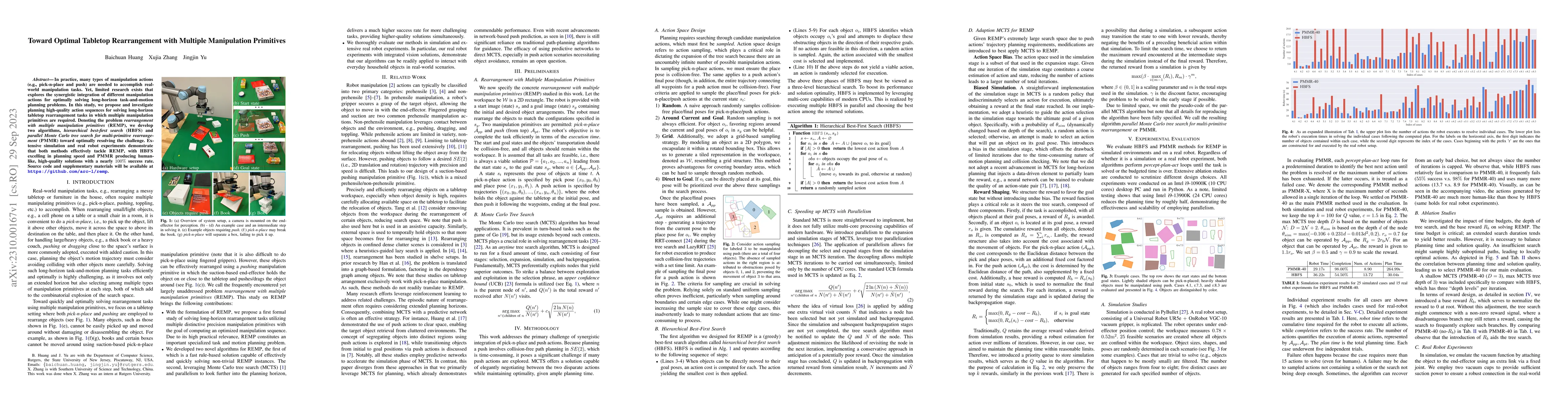 Thumbnail for Toward Optimal Tabletop Rearrangement with Multiple Manipulation
  Primitives