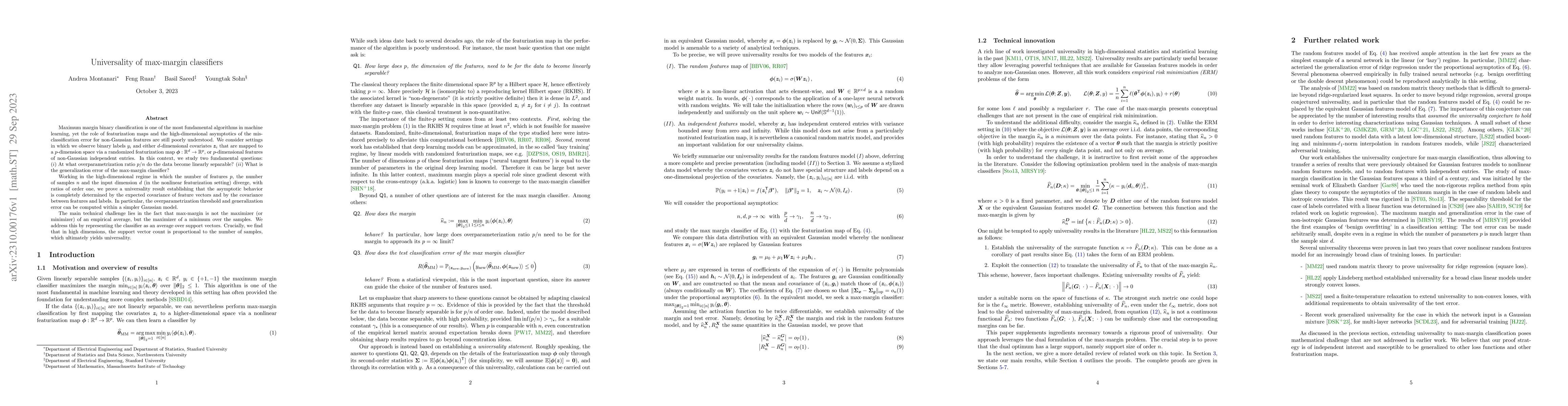 Thumbnail for Universality of max-margin classifiers