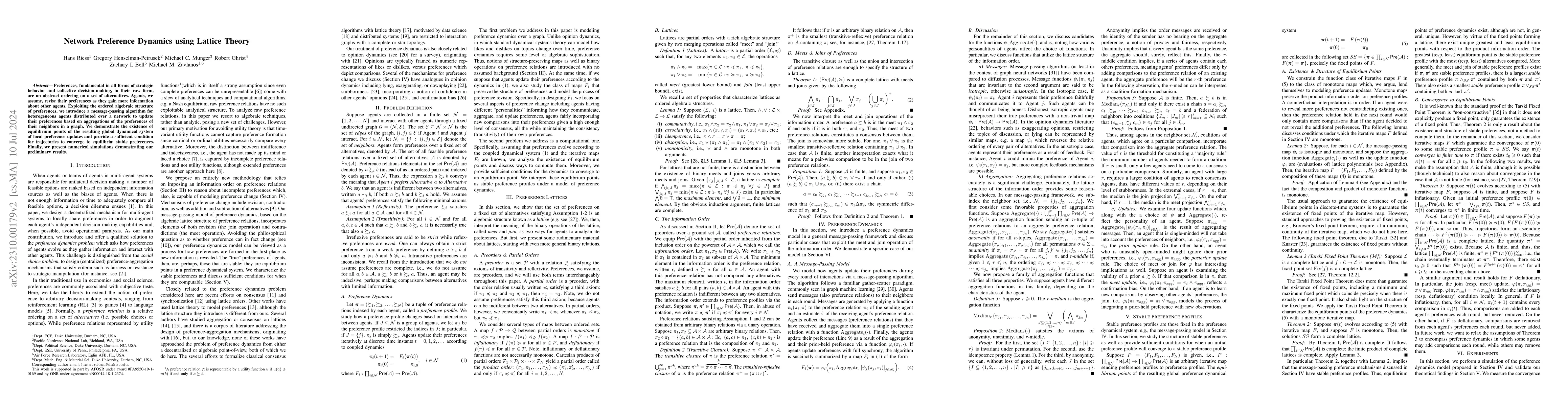 Thumbnail for Network Preference Dynamics using Lattice Theory