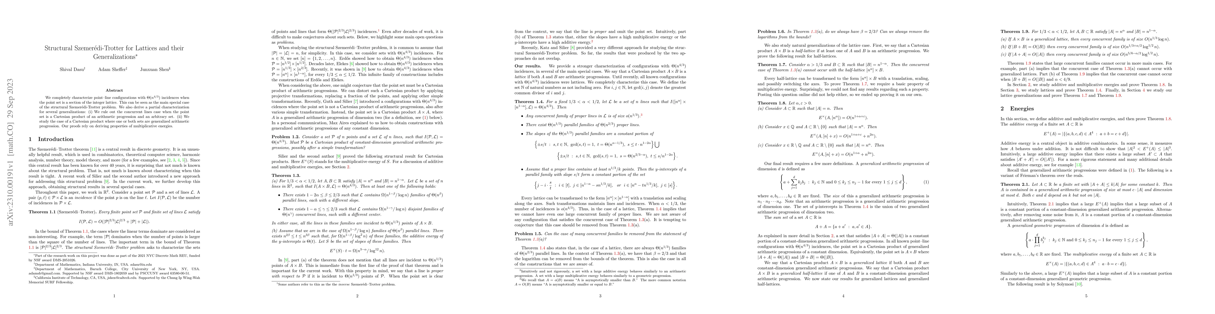 Thumbnail for Structural Szemer\'edi-Trotter for Lattices and their Generalizations