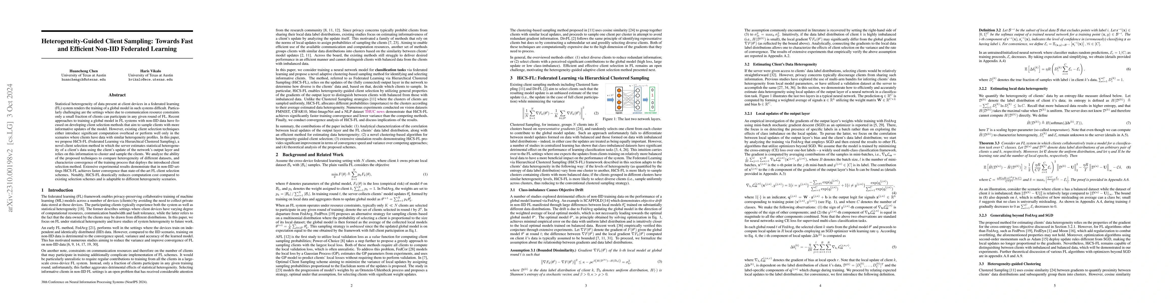 Thumbnail for Accelerating Non-IID Federated Learning via Heterogeneity-Guided Client
  Sampling