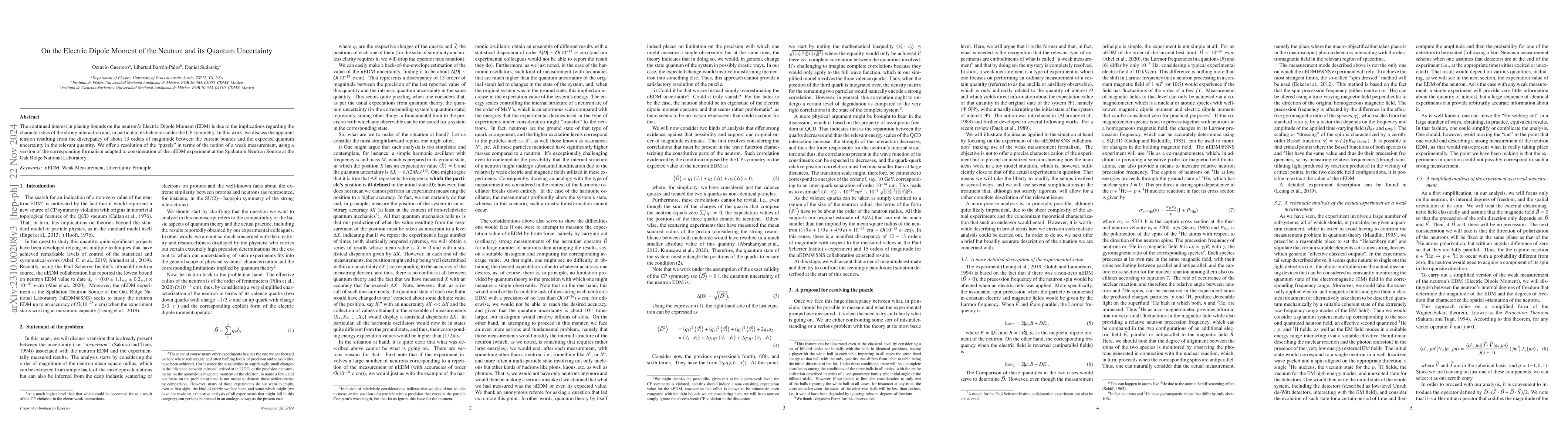 Thumbnail for On the Quantum Uncertainty of the Neutron Electric Dipole Moment