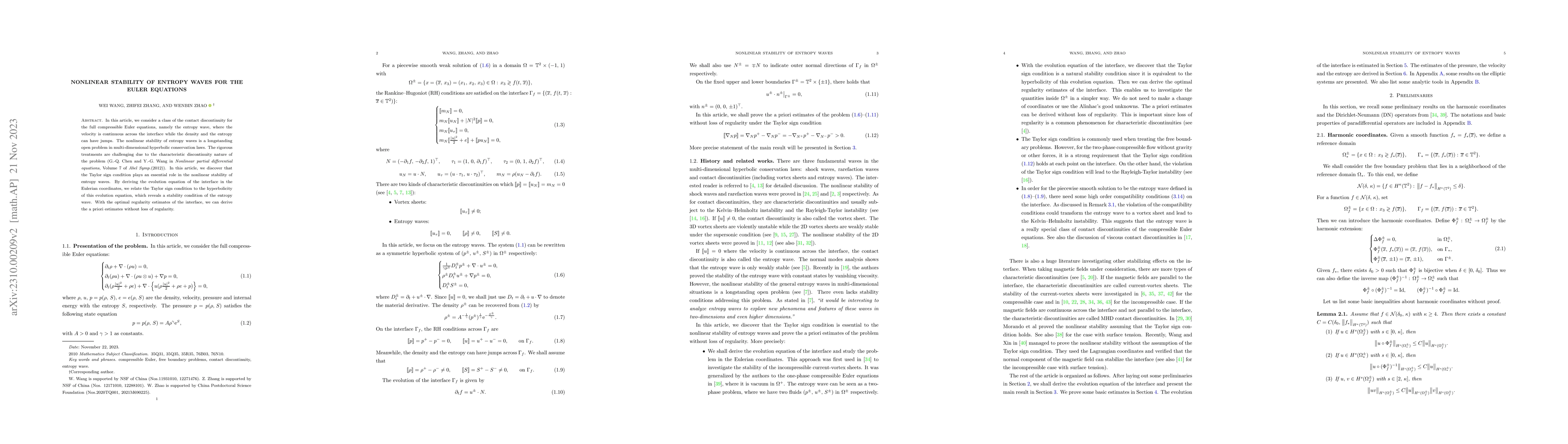 Thumbnail for Nonlinear stability of entropy waves for the Euler equations