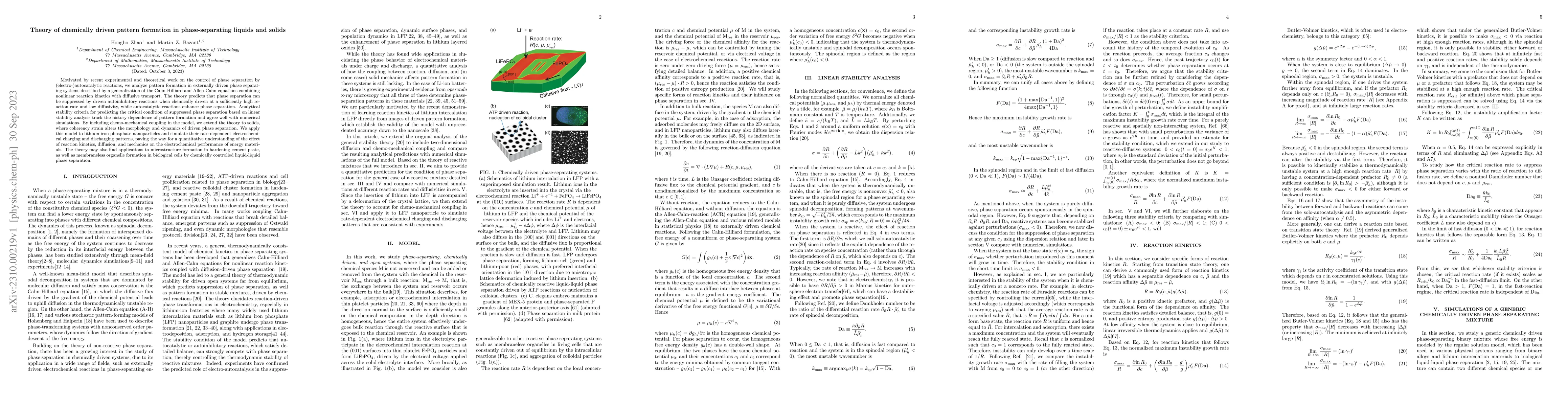 Thumbnail for Theory of chemically driven pattern formation in phase-separating
  liquids and solids