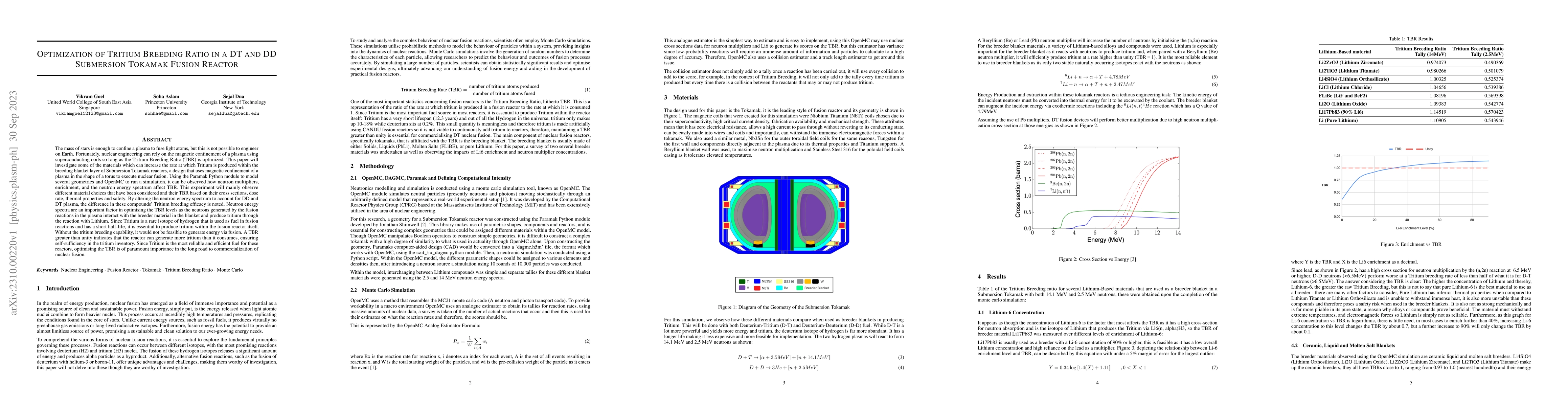 Thumbnail for Optimization of Tritium Breeding Ratio in a DT and DD Submersion Tokamak
  Fusion Reactor