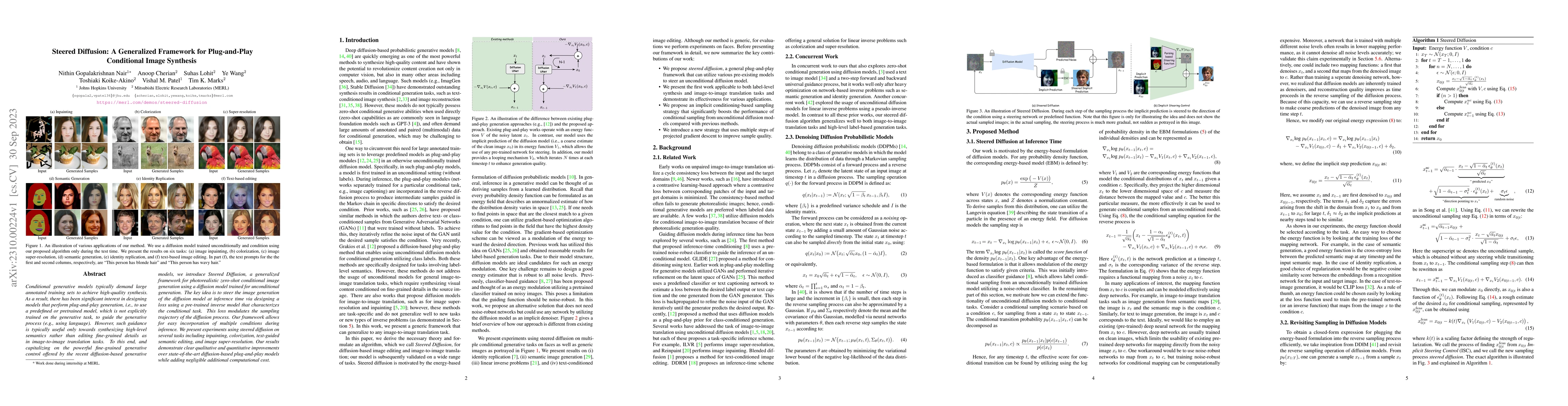 Thumbnail for Steered Diffusion: A Generalized Framework for Plug-and-Play Conditional
  Image Synthesis
