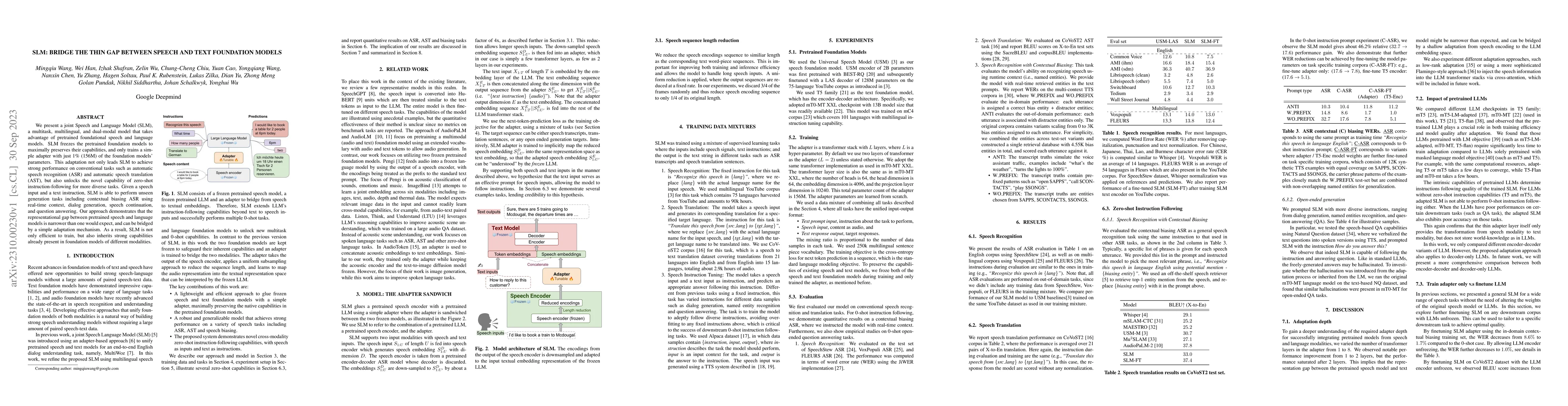 Thumbnail for SLM: Bridge the thin gap between speech and text foundation models