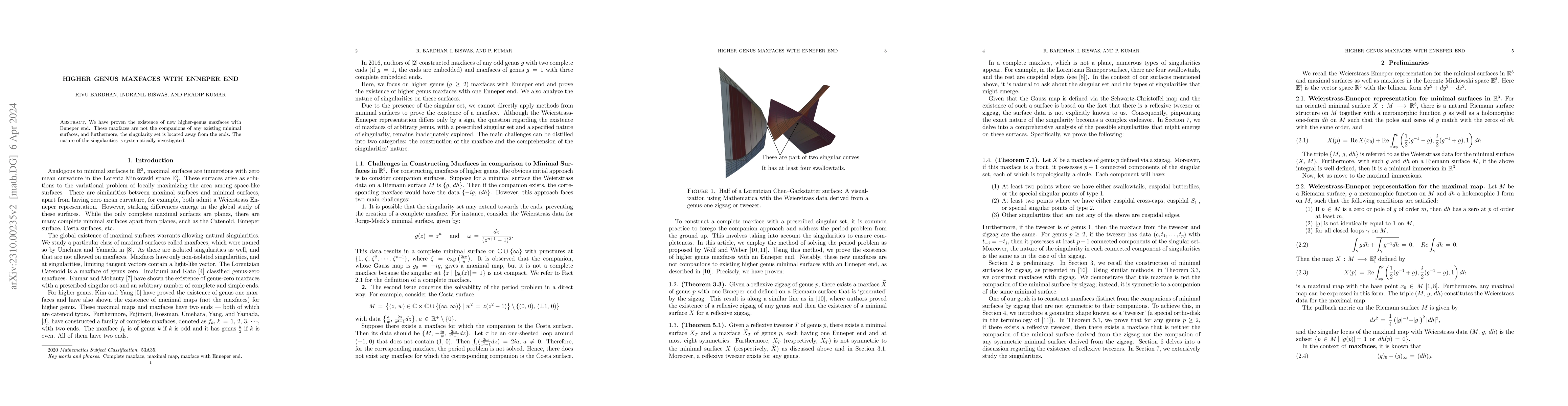 Thumbnail for Higher genus maxfaces with Enneper end