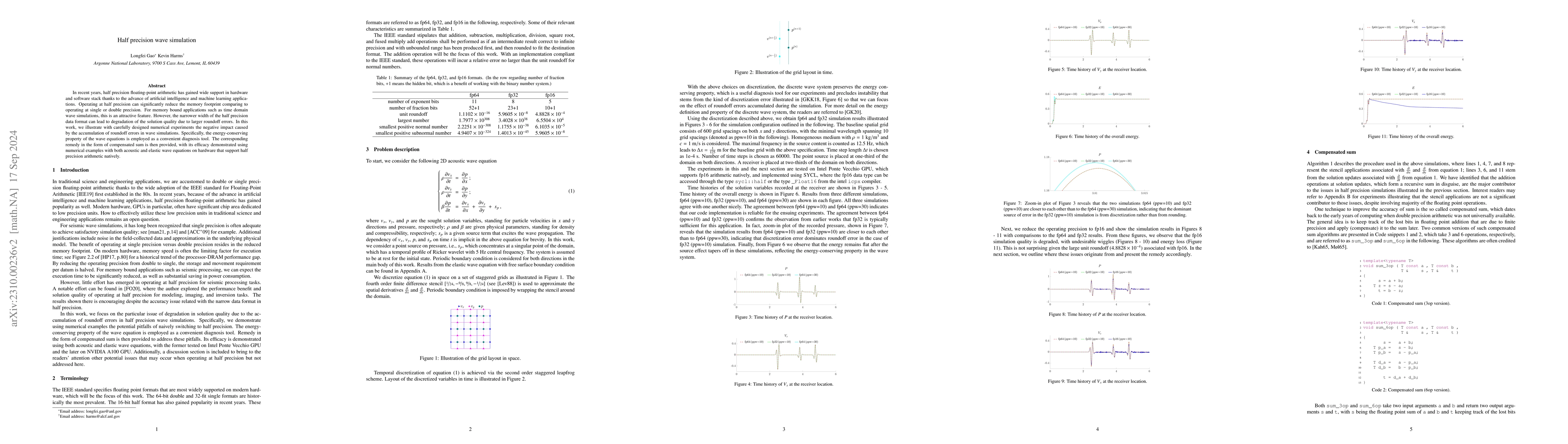 Thumbnail for Compensated sum and delayed update for time dependent wave simulations
  at half precision