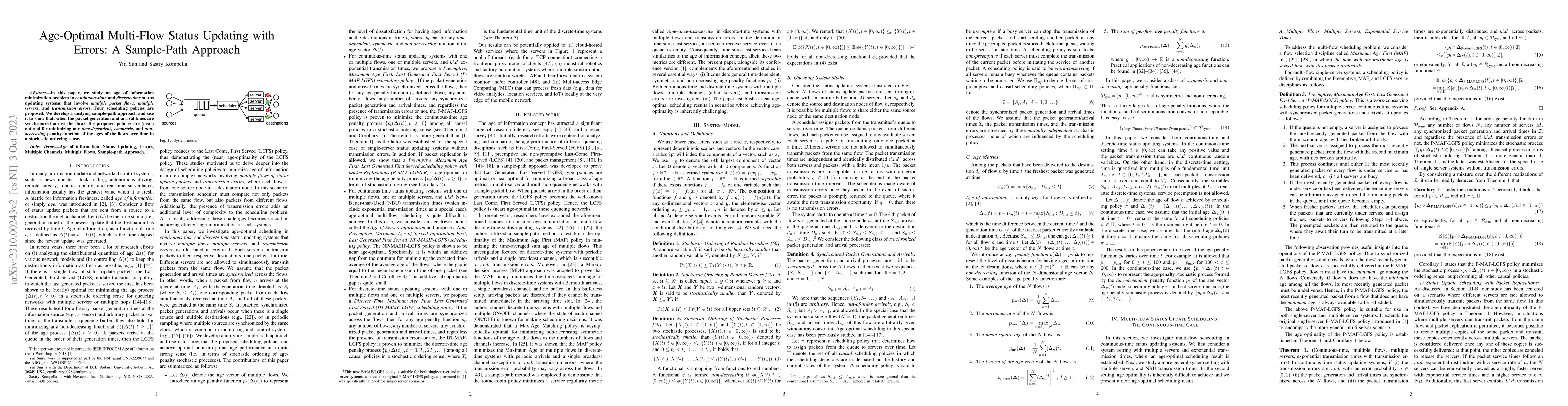 Thumbnail for Age-Optimal Multi-Flow Status Updating with Errors: A Sample-Path
  Approach