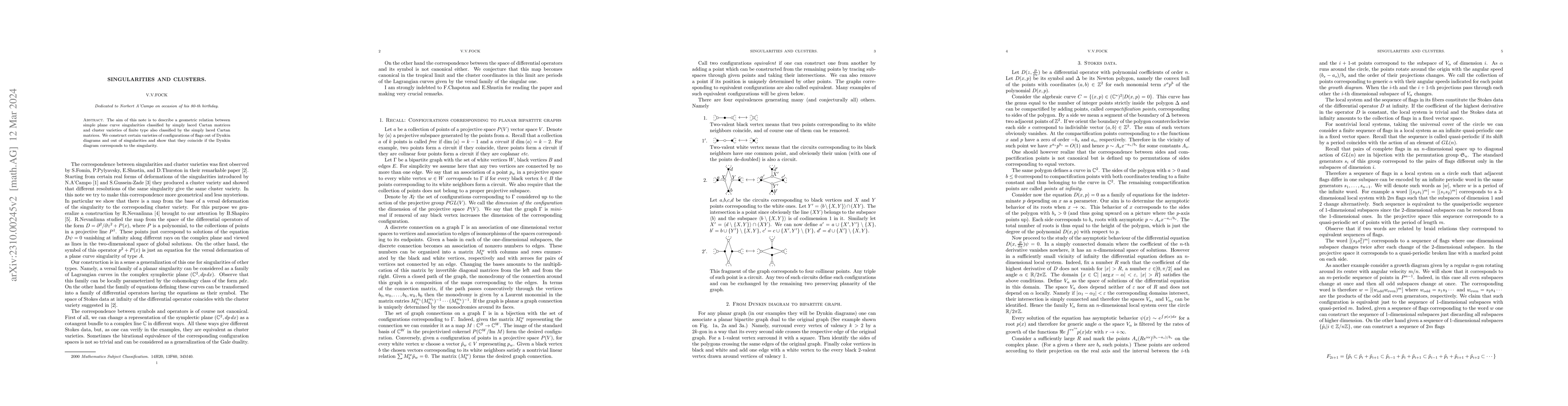 Thumbnail for Singularities and clusters