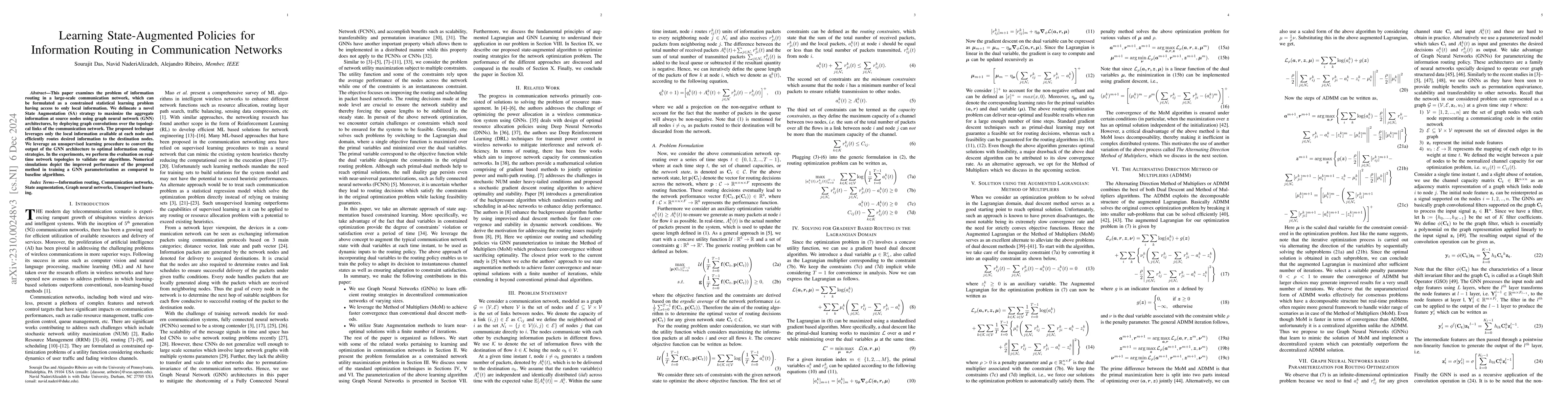 Thumbnail for Learning State-Augmented Policies for Information Routing in
  Communication Networks
