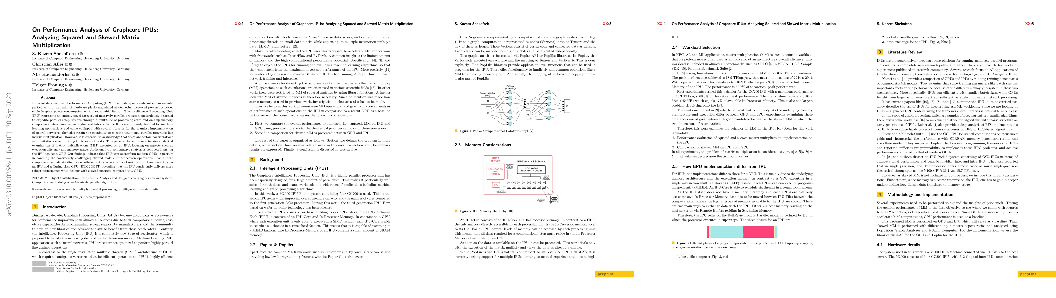 Thumbnail for On Performance Analysis of Graphcore IPUs: Analyzing Squared and Skewed
  Matrix Multiplication