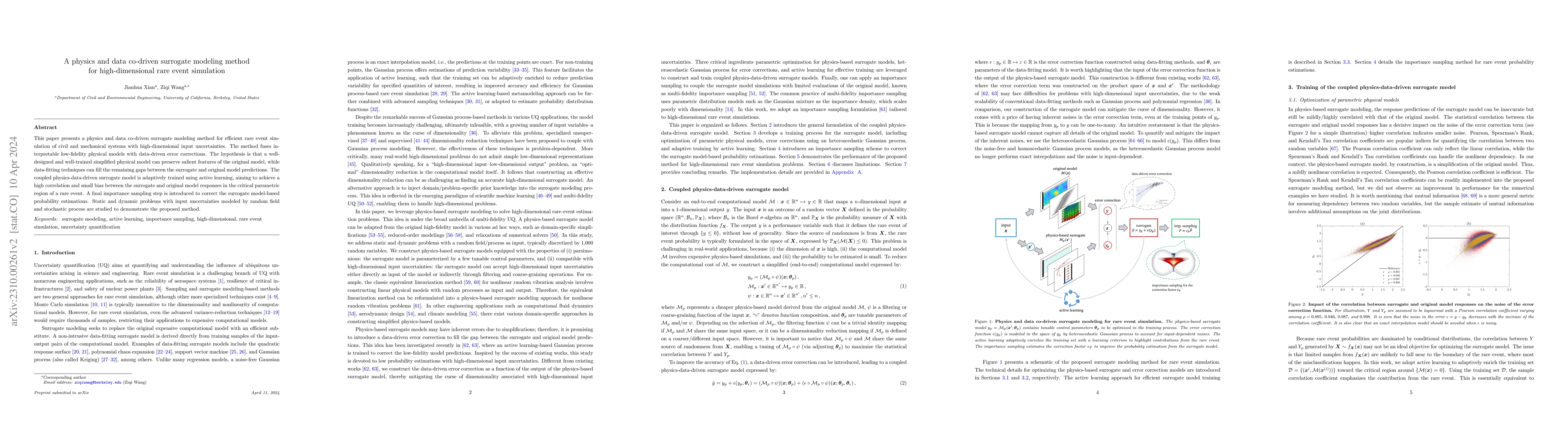 Thumbnail for A physics and data co-driven surrogate modeling method for
  high-dimensional rare event simulation
