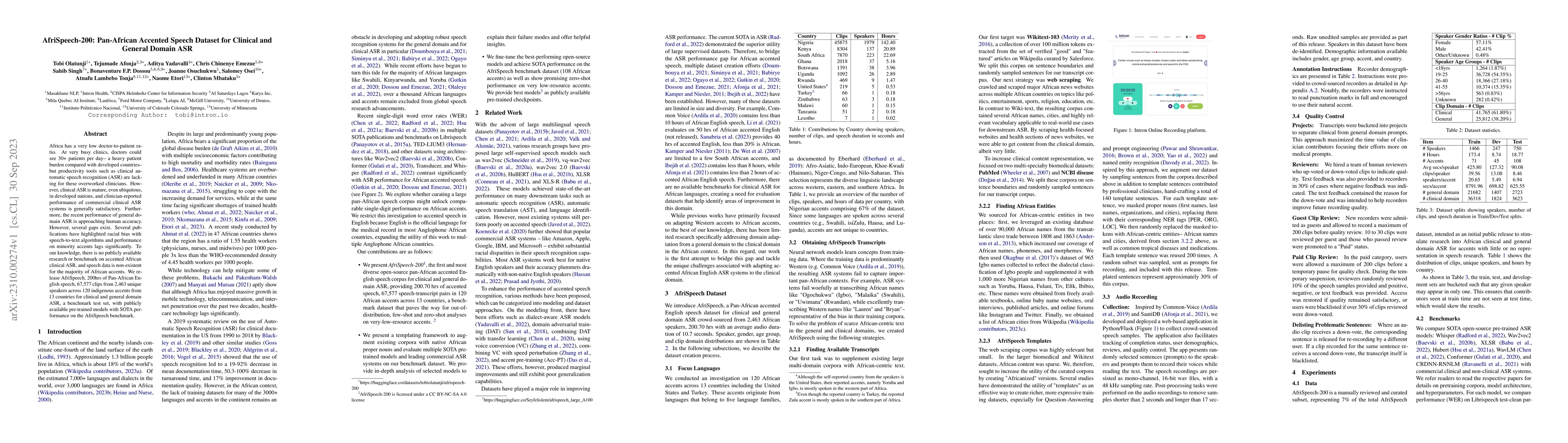 Thumbnail for AfriSpeech-200: Pan-African Accented Speech Dataset for Clinical and
  General Domain ASR