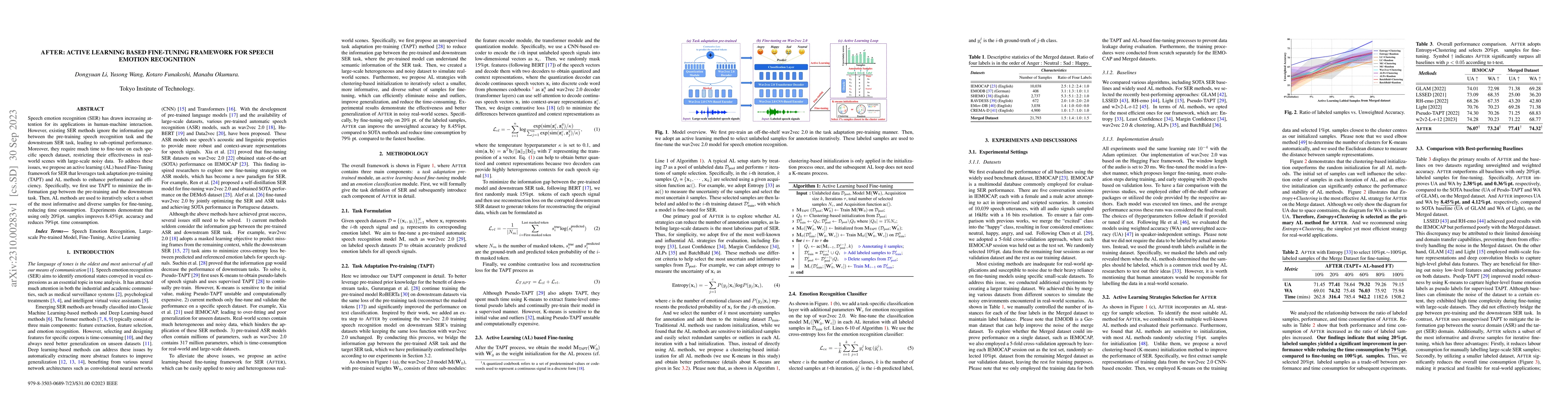 Thumbnail for Active Learning Based Fine-Tuning Framework for Speech Emotion
  Recognition