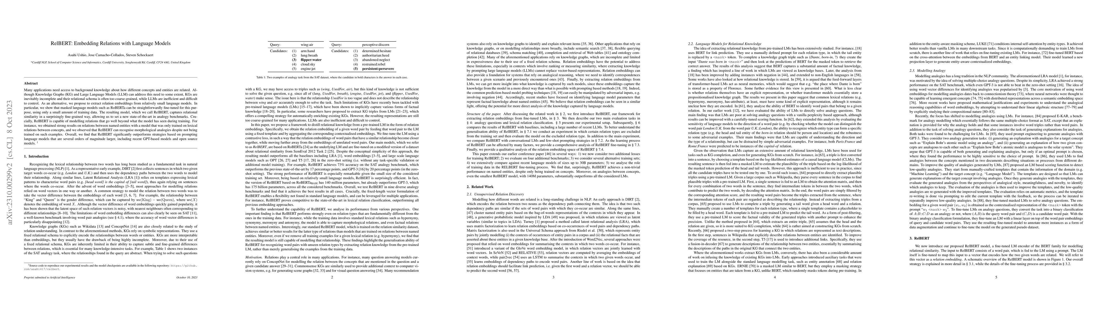 Thumbnail for RelBERT: Embedding Relations with Language Models