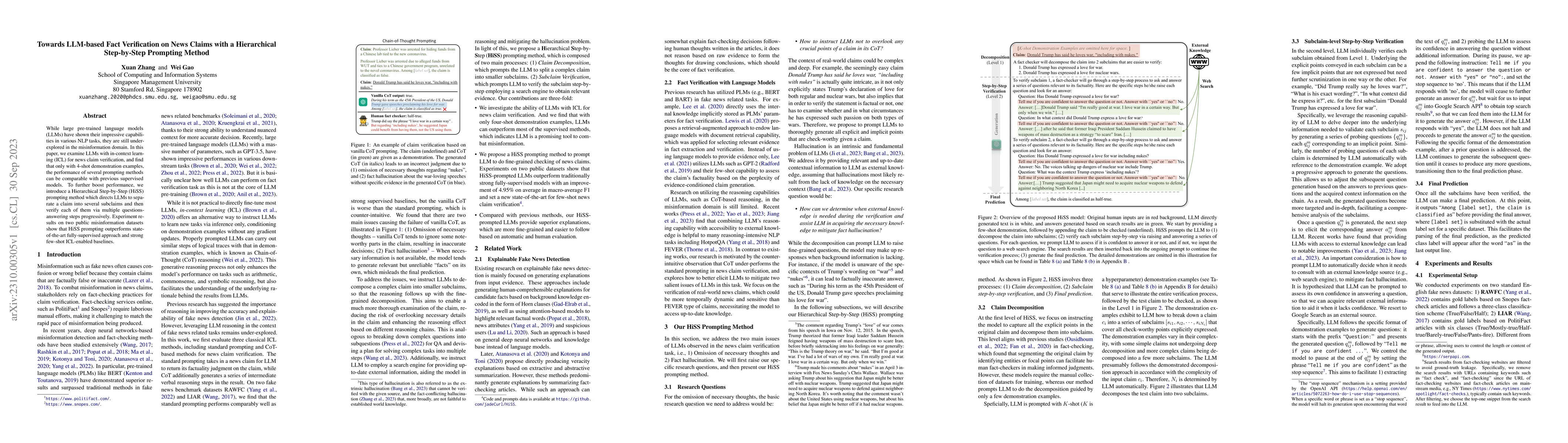 Thumbnail for Towards LLM-based Fact Verification on News Claims with a Hierarchical
  Step-by-Step Prompting Method