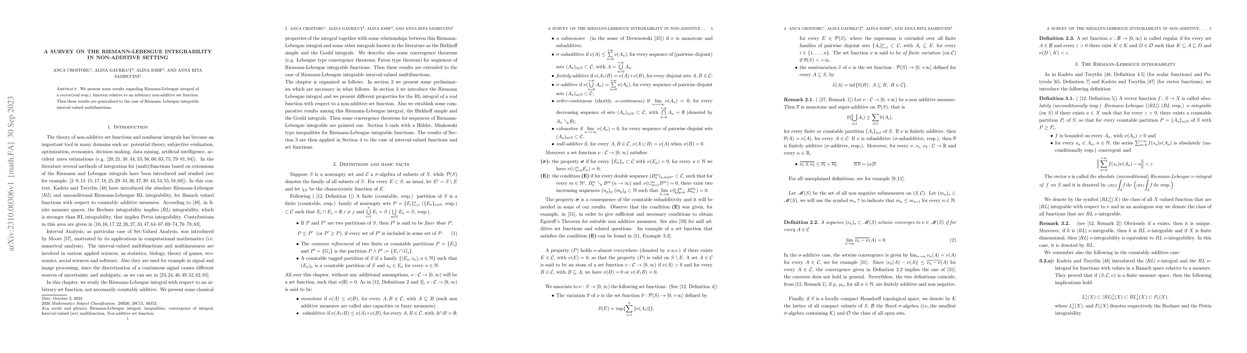 Thumbnail for A survey on the Riemann-Lebesgue integrability in non-additive setting