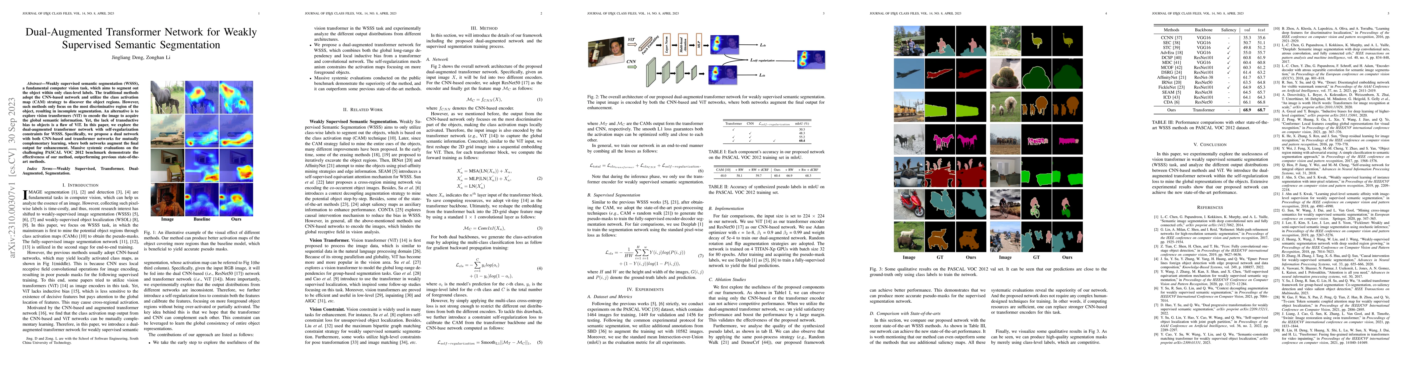 Thumbnail for Dual-Augmented Transformer Network for Weakly Supervised Semantic
  Segmentation