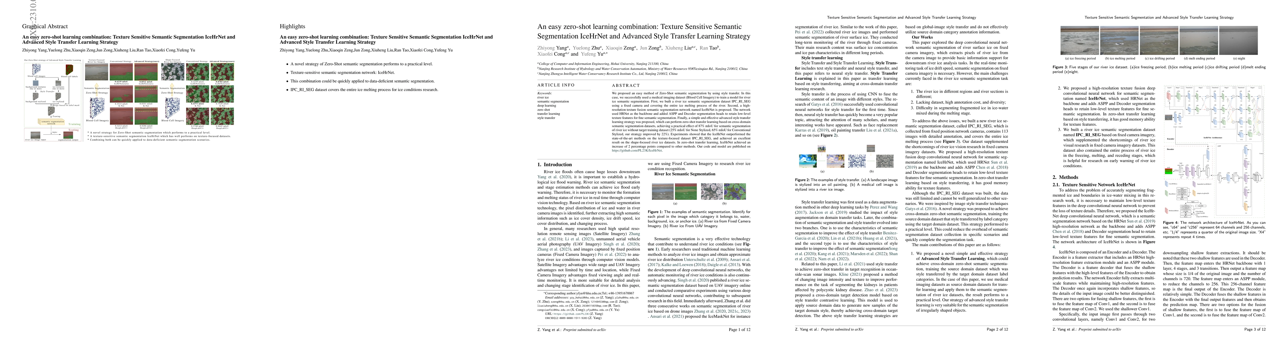 Thumbnail for An easy zero-shot learning combination: Texture Sensitive Semantic
  Segmentation IceHrNet and Advanced Style Transfer Learning Strategy
