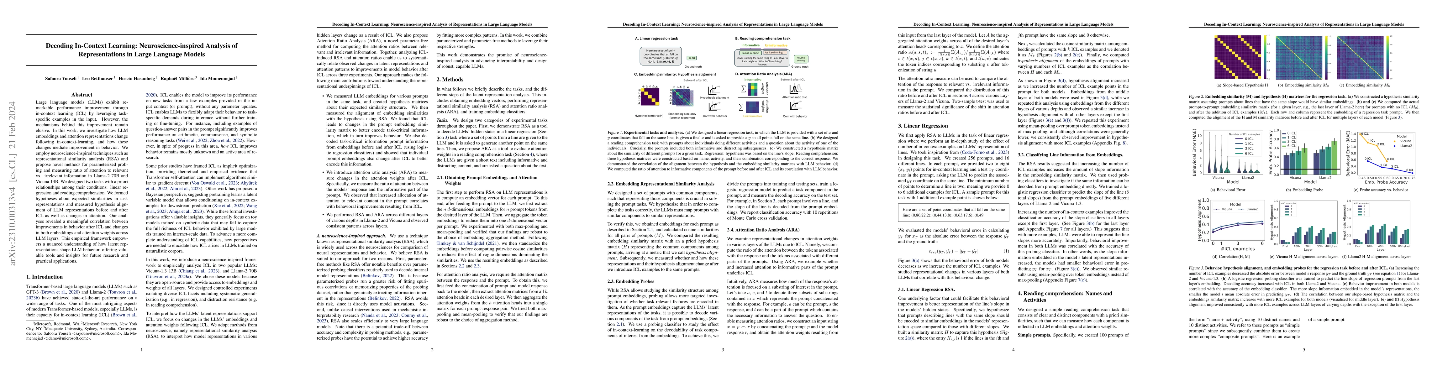 Thumbnail for Decoding In-Context Learning: Neuroscience-inspired Analysis of
  Representations in Large Language Models