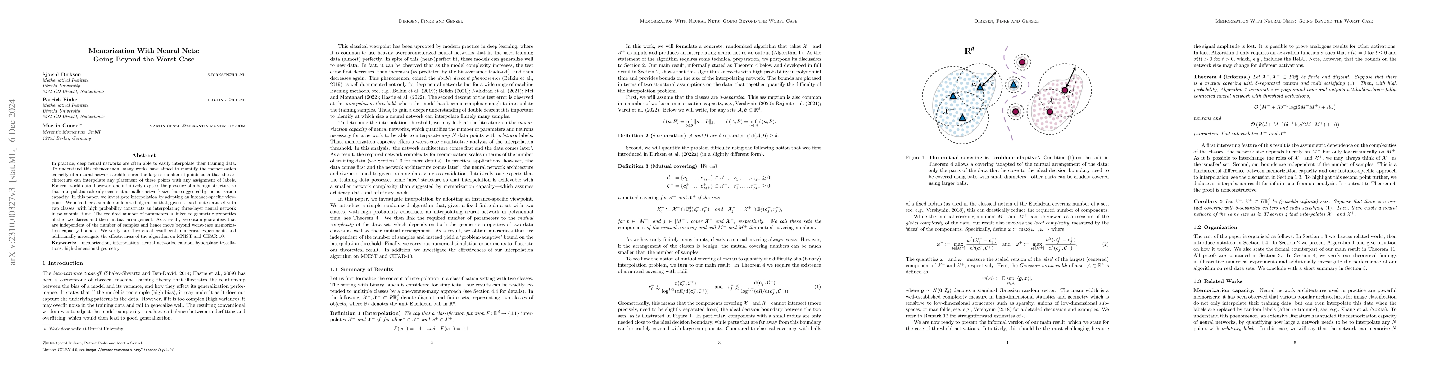 Thumbnail for Memorization with neural nets: going beyond the worst case