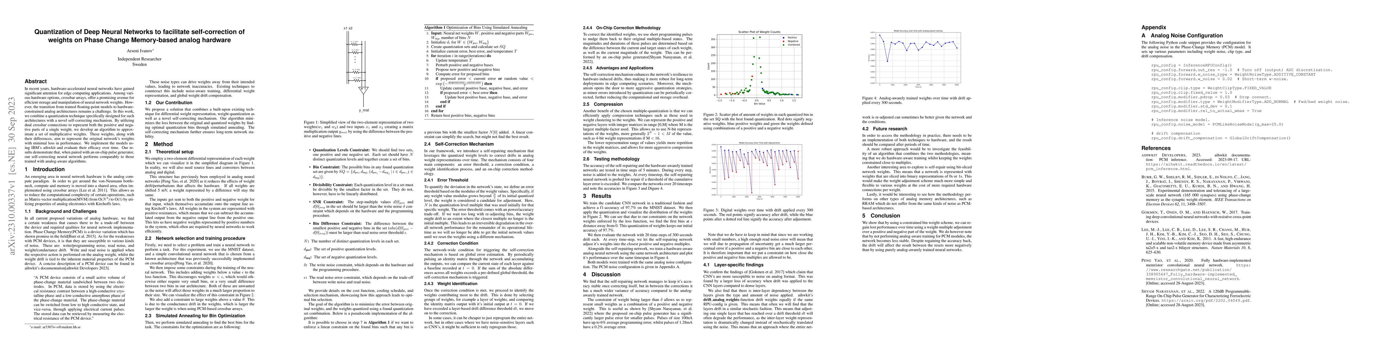 Thumbnail for Quantization of Deep Neural Networks to facilitate self-correction of
  weights on Phase Change Memory-based analog hardware