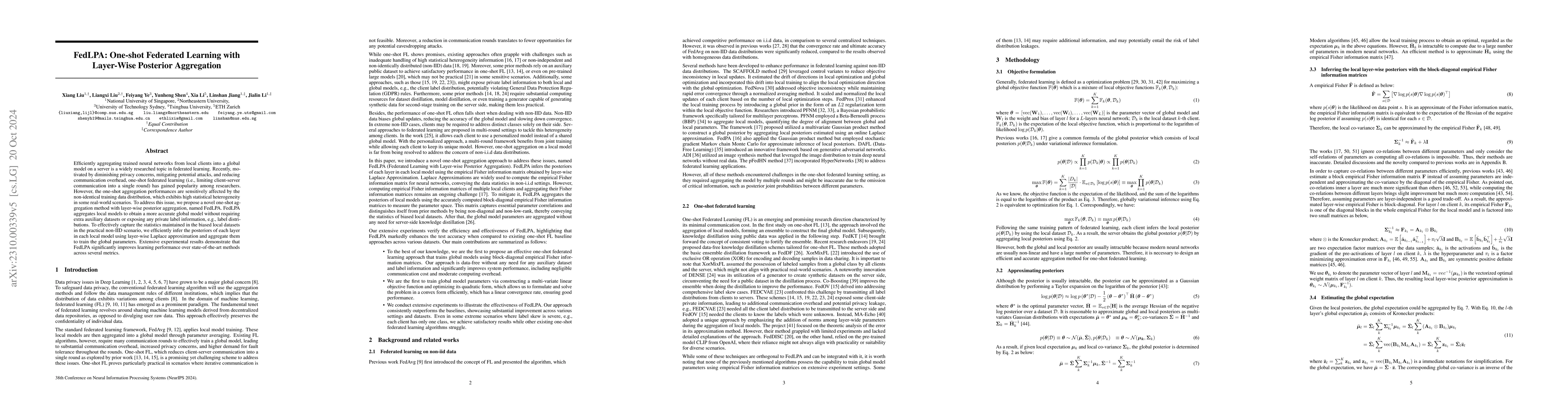 Thumbnail for FedLPA: One-shot Federated Learning with Layer-Wise Posterior
  Aggregation