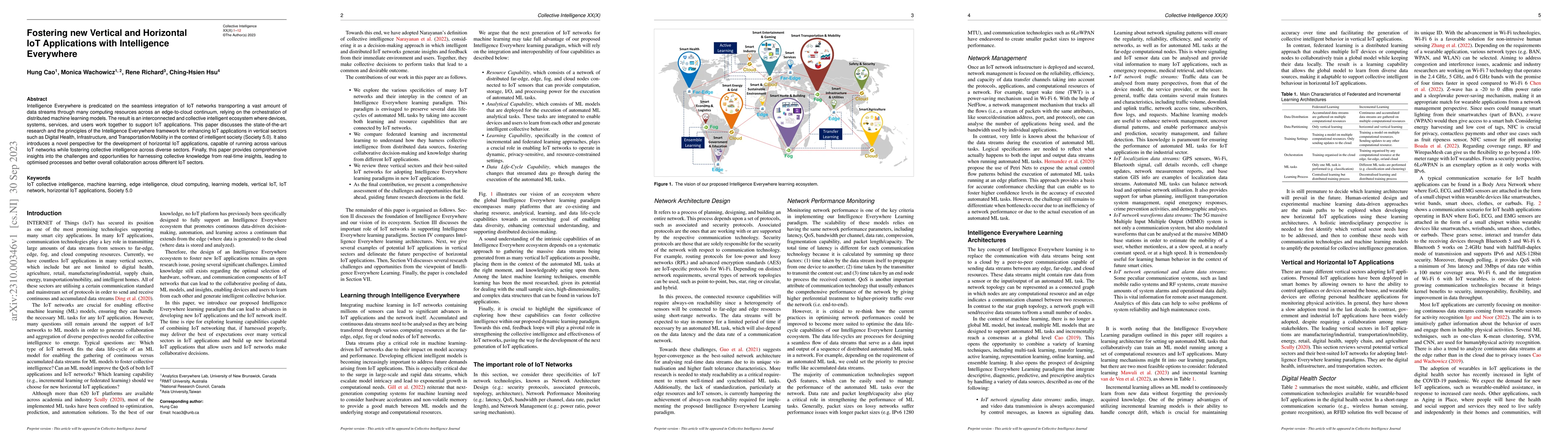 Thumbnail for Fostering new Vertical and Horizontal IoT Applications with Intelligence
  Everywhere