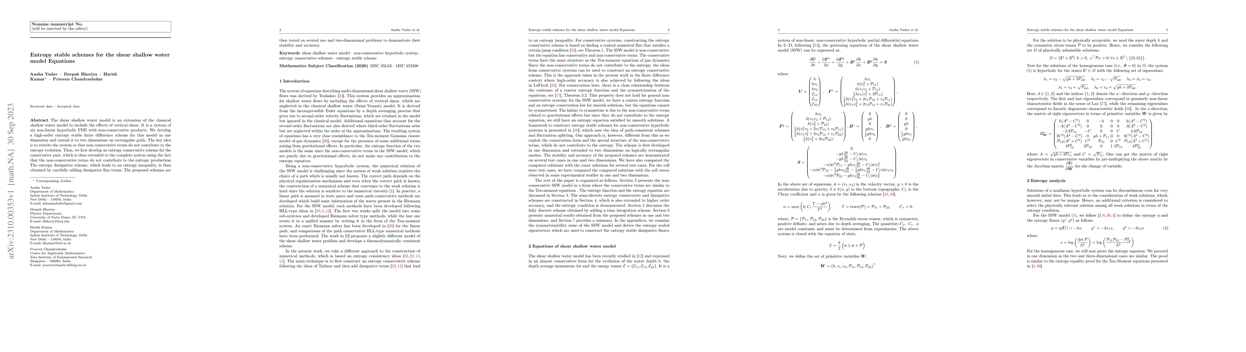Thumbnail for Entropy stable schemes for the shear shallow water model Equations