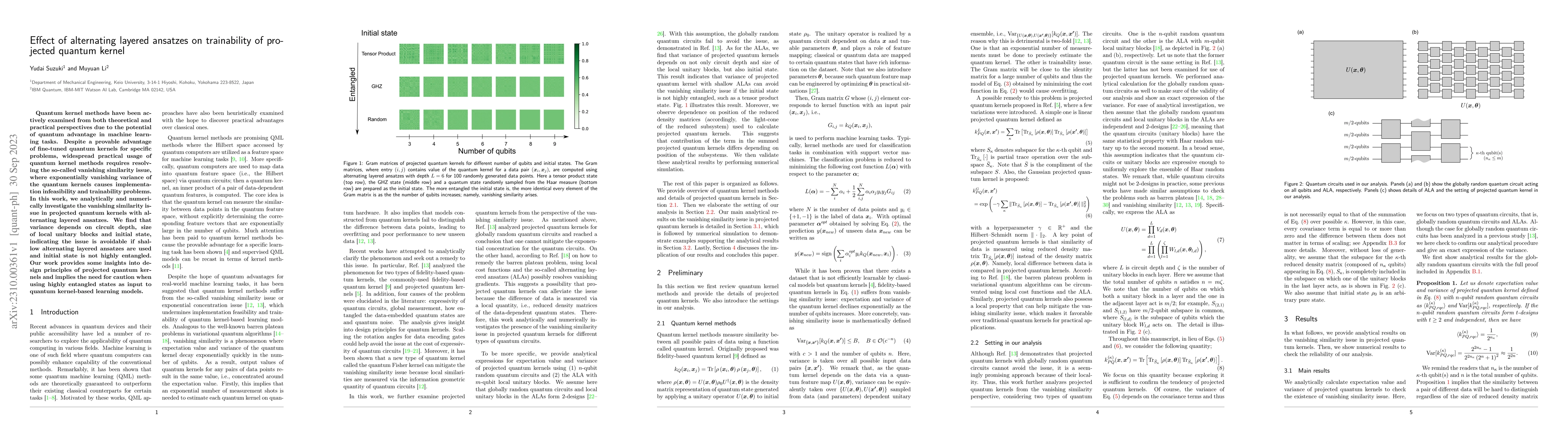 Thumbnail for Effect of alternating layered ansatzes on trainability of projected
  quantum kernel