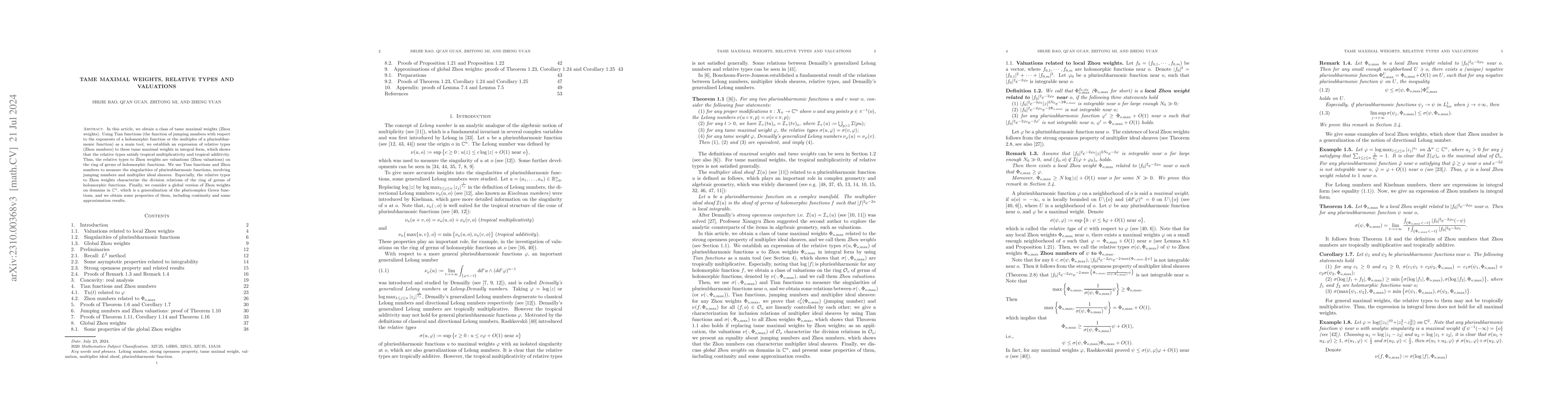 Thumbnail for Tame maximal weights, relative types and valuations