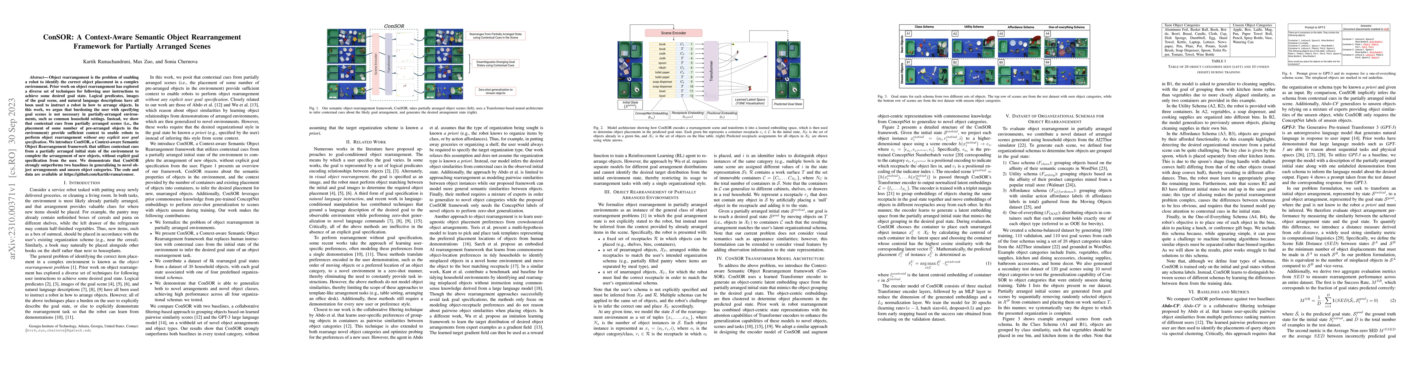 Thumbnail for ConSOR: A Context-Aware Semantic Object Rearrangement Framework for
  Partially Arranged Scenes