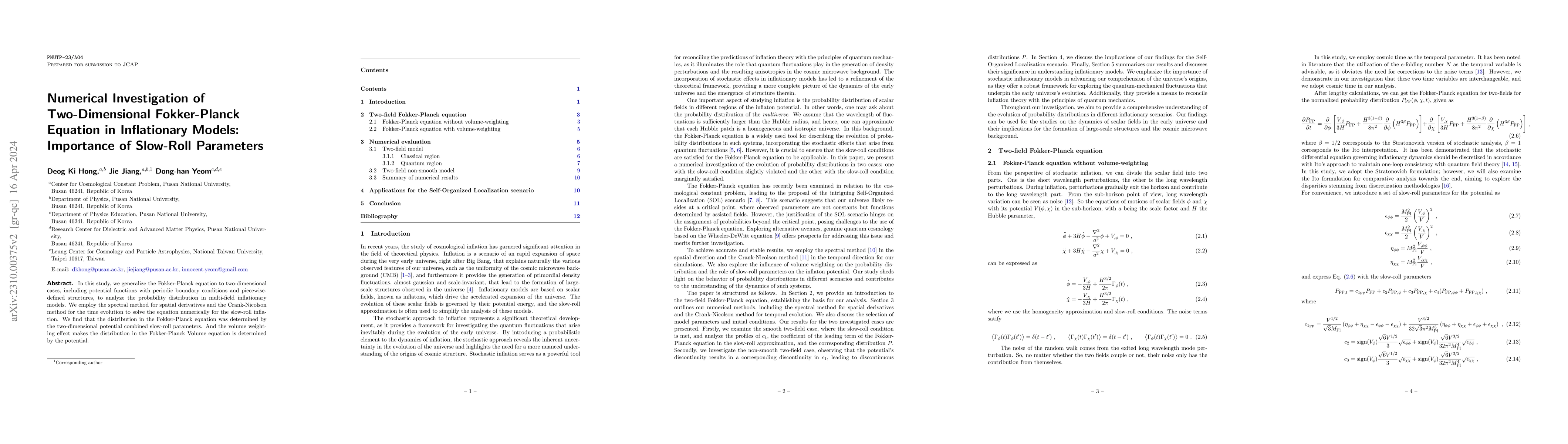 Thumbnail for Numerical Investigation of Two-Dimensional Fokker-Planck Equation in
  Inflationary Models: Importance of Slow-Roll Parameters