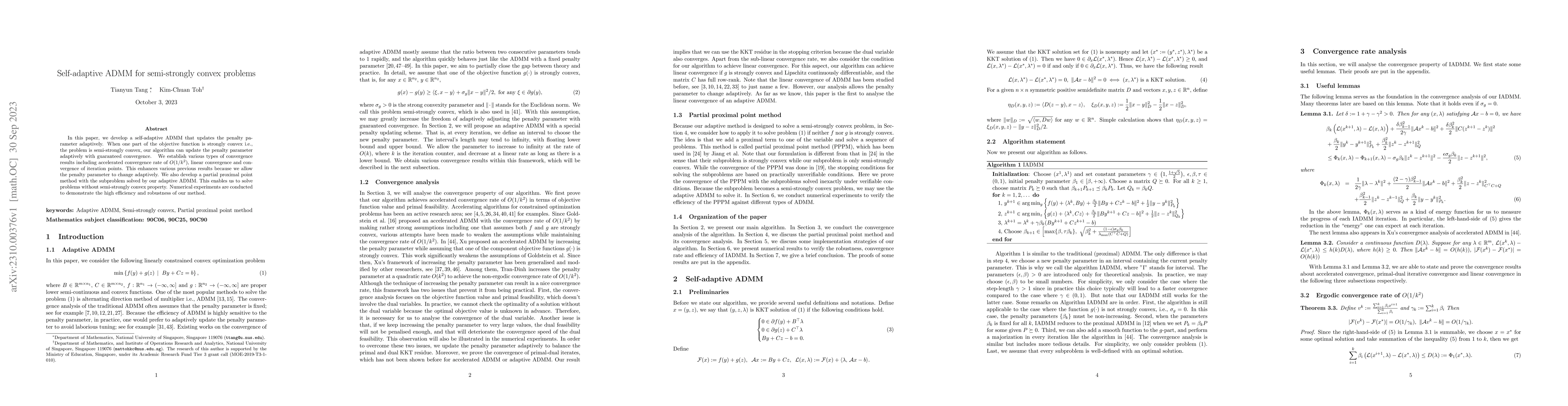 Thumbnail for Self-adaptive ADMM for semi-strongly convex problems
