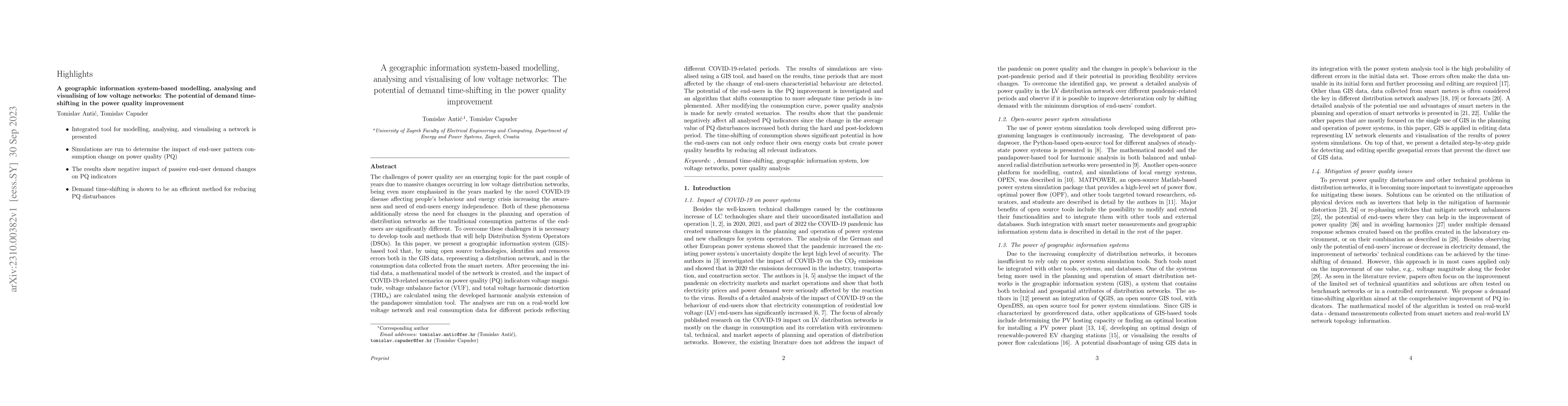 Thumbnail for A geographic information system-based modelling, analysing and
  visualising of low voltage networks: The potential of demand time-shifting in
  the power quality improvement