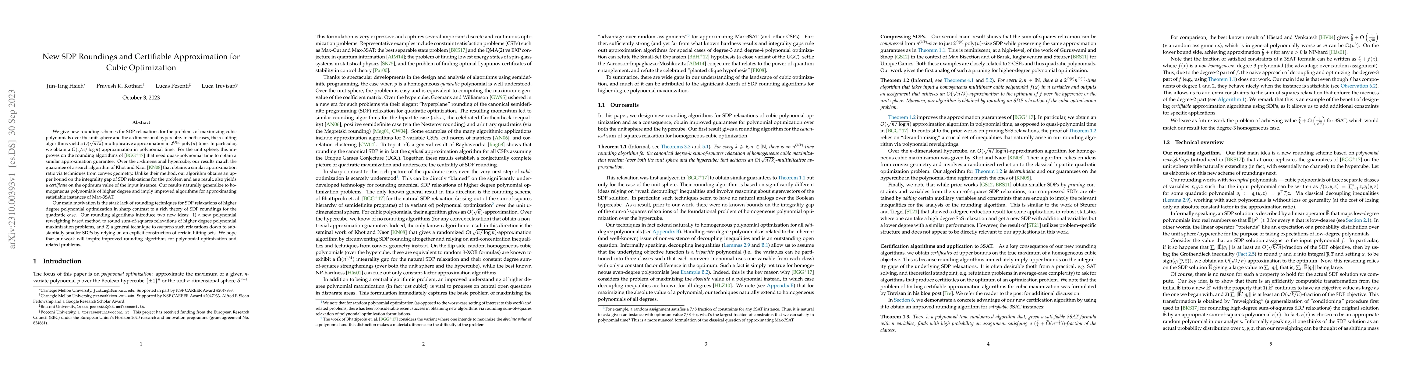 Thumbnail for New SDP Roundings and Certifiable Approximation for Cubic Optimization