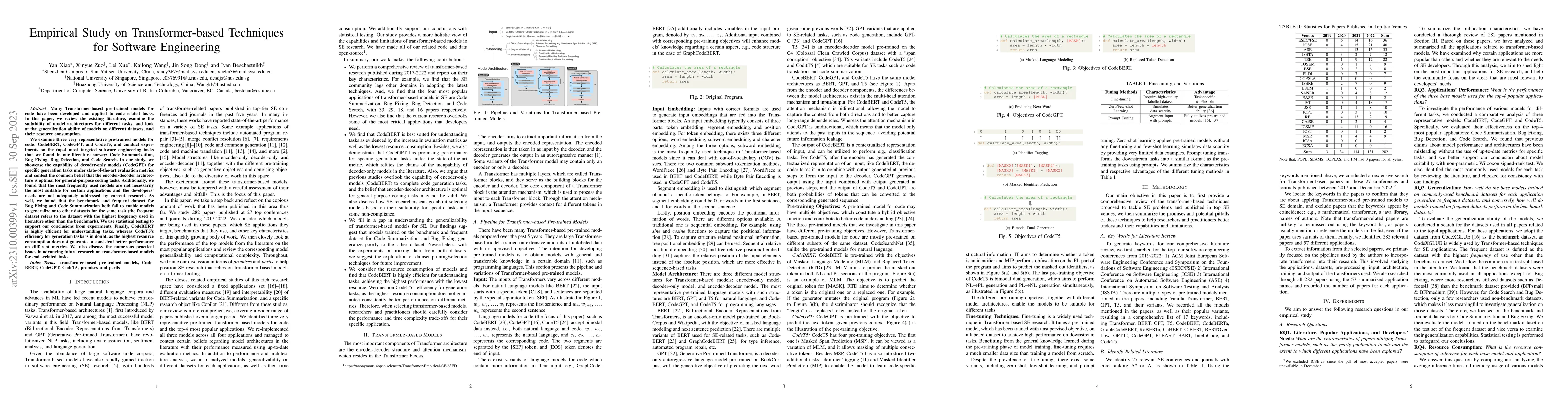 Thumbnail for Empirical Study on Transformer-based Techniques for Software Engineering